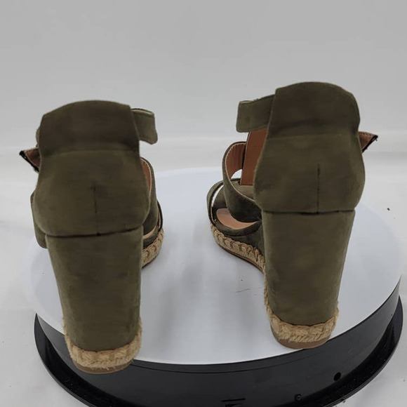 Merona Olive Green Vegan Suede Wedge Espadrille Sandal 6.5 - Picture 4 of 7